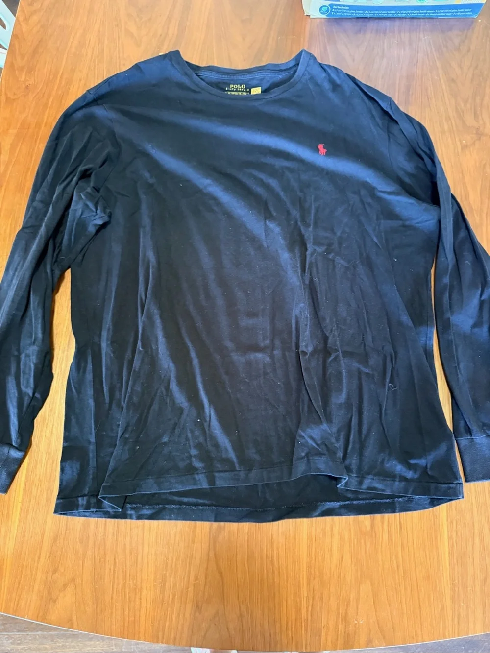Polo by Ralph Lauren Men's Long-Sleeve Crewneck Shirt - Black with Red Logo